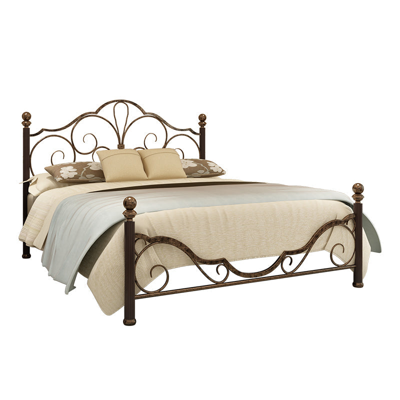 Industrial Open-Frame Bed Retro Metallic Low Profile Bed Frame with Headboard
