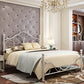 Industrial Open-Frame Bed Retro Metallic Low Profile Bed Frame with Headboard