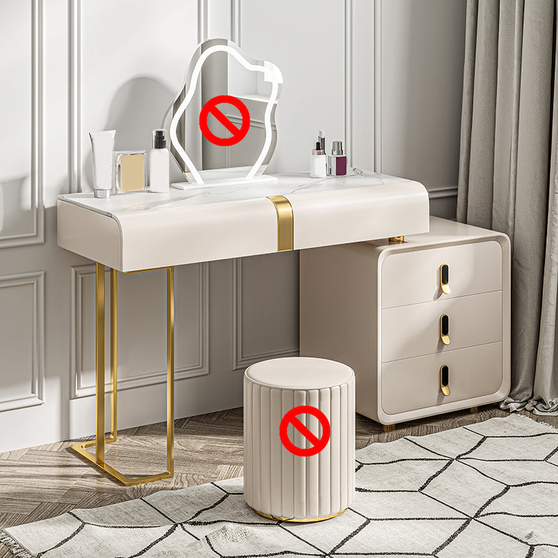 Glam Slate Top Make -up Eitelkeitstisch Tabelle 30,7 "großer beige Schminktisch