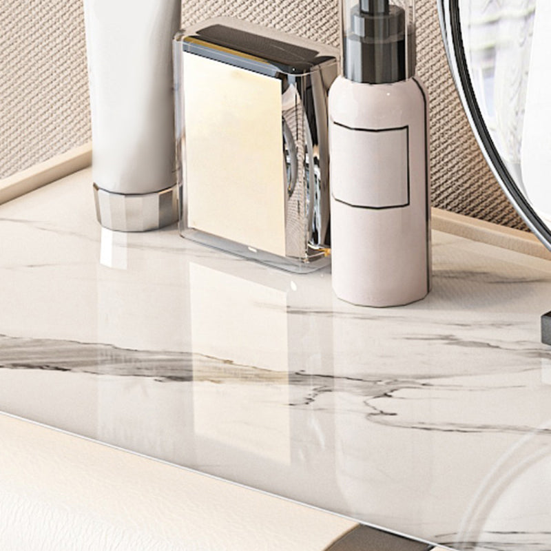 Glam Slate Top Make -up Eitelkeitstisch Tabelle 30,7 "großer beige Schminktisch