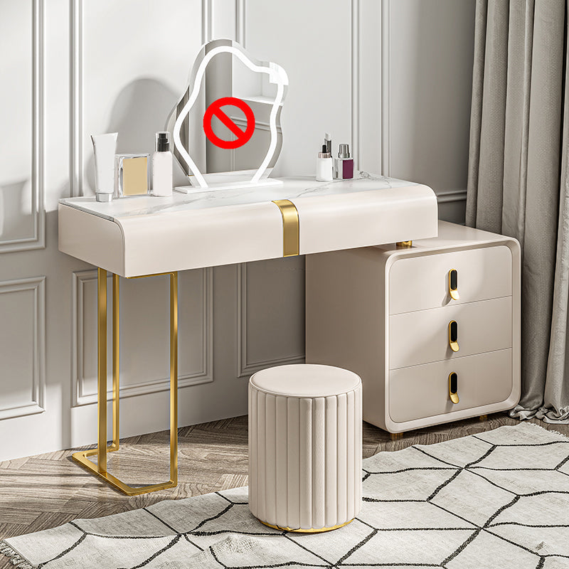 Glam Slate Top Make -up Eitelkeitstisch Tabelle 30,7 "großer beige Schminktisch