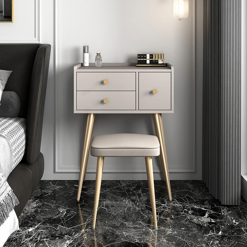 Contemporary Vanity Dressing Table 3 Drawer 30.7" Tall Makeup Vanity Desk Table Makeup Vanity & Stools 24"L x 16"W x 31"H Khaki Clearhalo 'Bedroom Furniture' 'furn' 'furn_makeup_vanities' 'Furniture' 'Makeup Vanities' 'makeup_vanities' 5614663