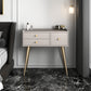 Contemporary Vanity Dressing Table 3 Drawer 30.7" Tall Makeup Vanity Desk Table Makeup Vanity 31"L x 16"W x 31"H Khaki Clearhalo 'Bedroom Furniture' 'furn' 'furn_makeup_vanities' 'Furniture' 'Makeup Vanities' 'makeup_vanities' 5614665
