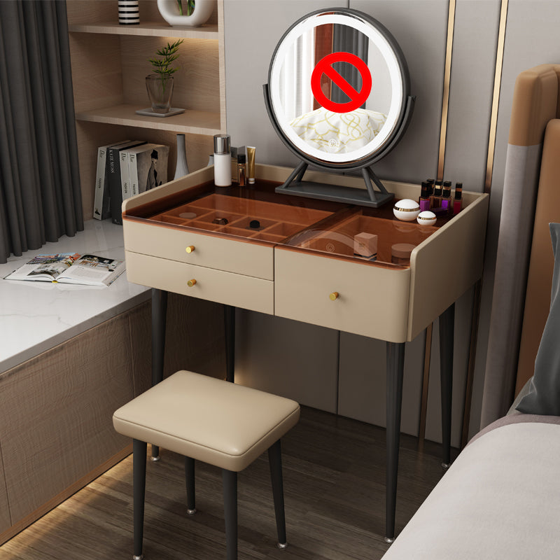 Moderne Massivholz -Waschtisch 3 Schubladen Make -up Waschtisch Set