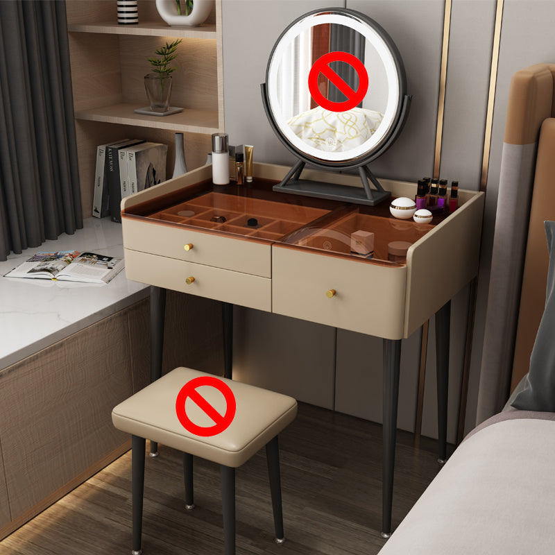 Moderne Massivholz -Waschtisch 3 Schubladen Make -up Waschtisch Set