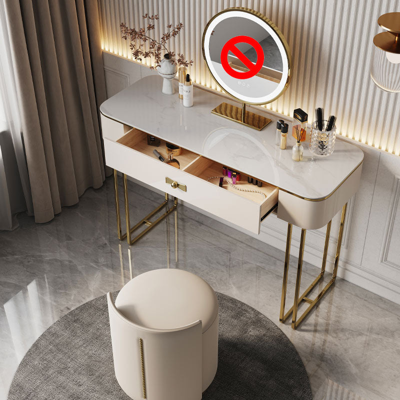 Glama-Waschtisch Set Beige Make-up Eitelkeit mit Schubladen