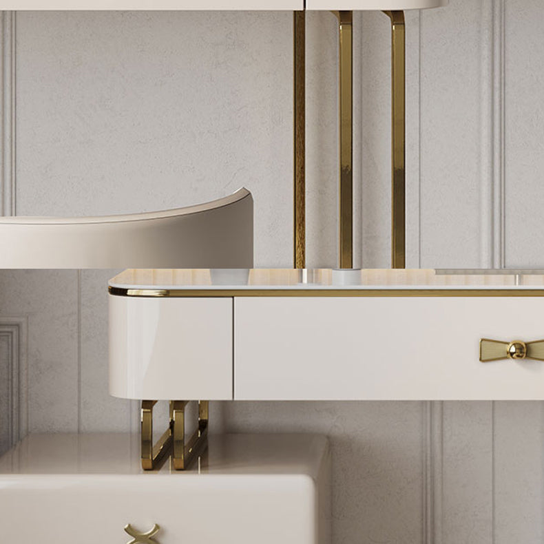 Glama-Waschtisch Set Beige Make-up Eitelkeit mit Schubladen