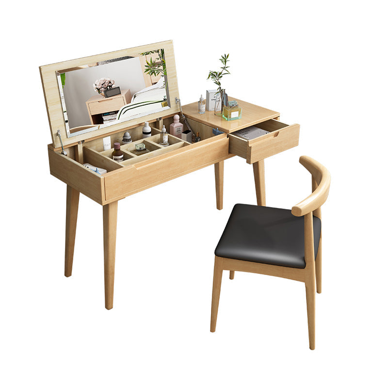 Tavolo da trucco scandinavo in legno massiccio set 1 tavolo da toeletta da top-top cassetto
