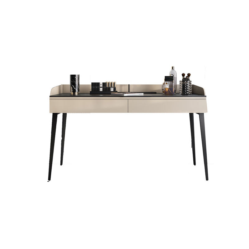 2-Drawer Make-up Vanity Contemporary Makeup Vanity Desk Table Makeup Vanity 39.5"L x 18"W x 33.5"H Off-White Clearhalo 'Bedroom Furniture' 'furn' 'furn_makeup_vanities' 'Furniture' 'Makeup Vanities' 'makeup_vanities' 5614811