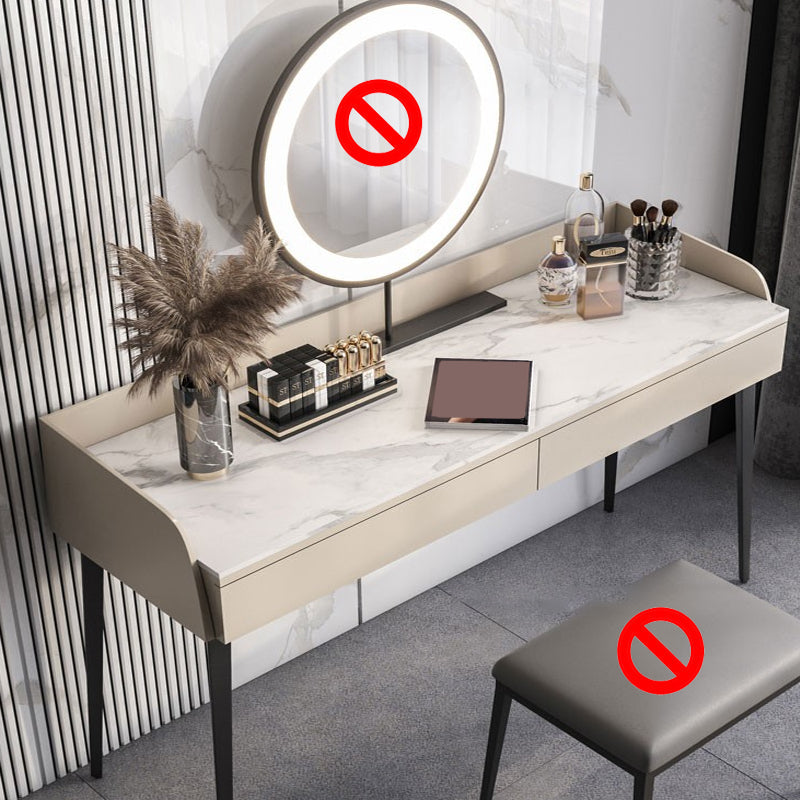 2-Drawer Make-up Vanity Contemporary Makeup Vanity Desk Table Makeup Vanity 47.2"L x 17.7"W x 33.5"H Off-White Clearhalo 'Bedroom Furniture' 'furn' 'furn_makeup_vanities' 'Furniture' 'Makeup Vanities' 'makeup_vanities' 5614818