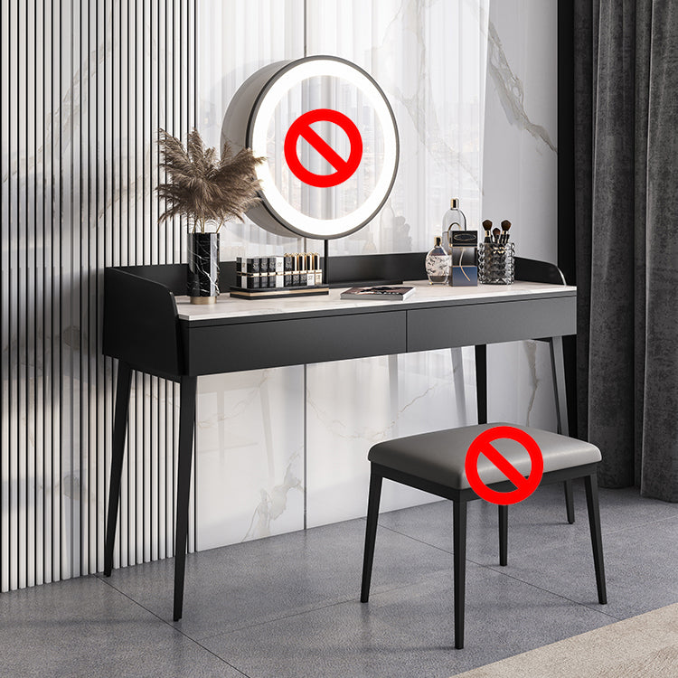 2-Drawer Make-up Vanity Contemporary Makeup Vanity Desk Table Makeup Vanity Black Clearhalo 'Bedroom Furniture' 'furn' 'furn_makeup_vanities' 'Furniture' 'Makeup Vanities' 'makeup_vanities' 5614819