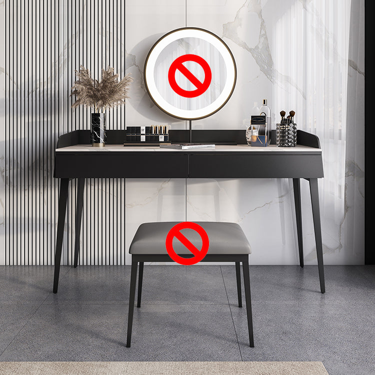 2-Drawer Make-up Vanity Contemporary Makeup Vanity Desk Table Makeup Vanity 47.2"L x 17.7"W x 33.5"H Black Clearhalo 'Bedroom Furniture' 'furn' 'furn_makeup_vanities' 'Furniture' 'Makeup Vanities' 'makeup_vanities' 5614820