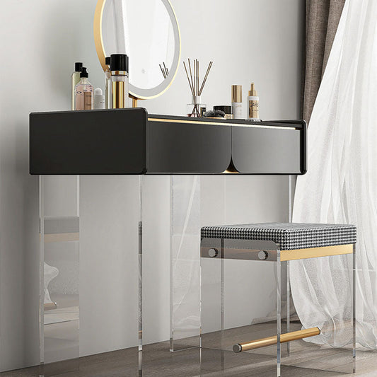 Zeitgenössischer 3 Schubladen Make -up Vanity Set Schwarz Waschtisch