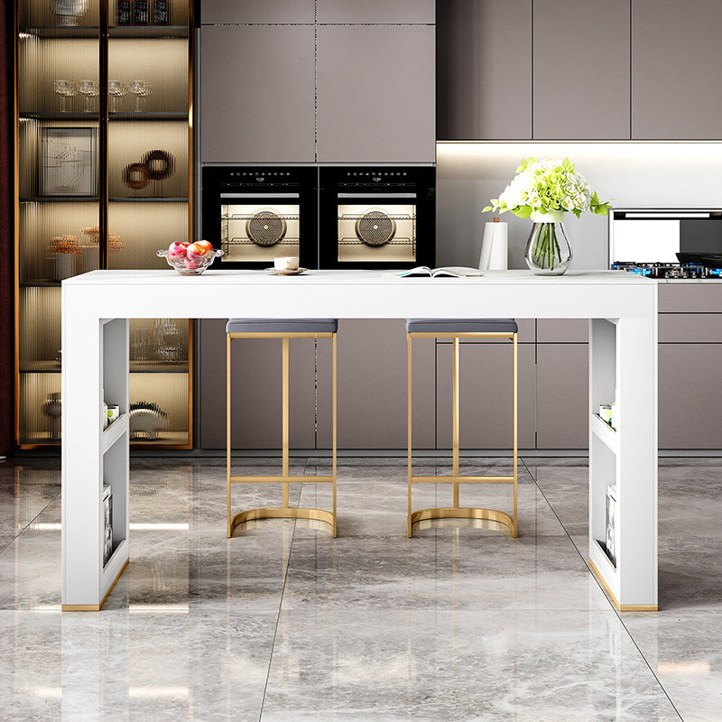 Modern Style Bar Counter Table Rectangle Stone Table for Kitchen 63"L x 15.7"W x 41.3"H Without Chairs Clearhalo 'Bar Furniture' 'Bar Tables' 'bar_tables' 'furn' 'furn_bar_tables' 'Furniture' 'Kitchen & Dining Furniture' 5616745