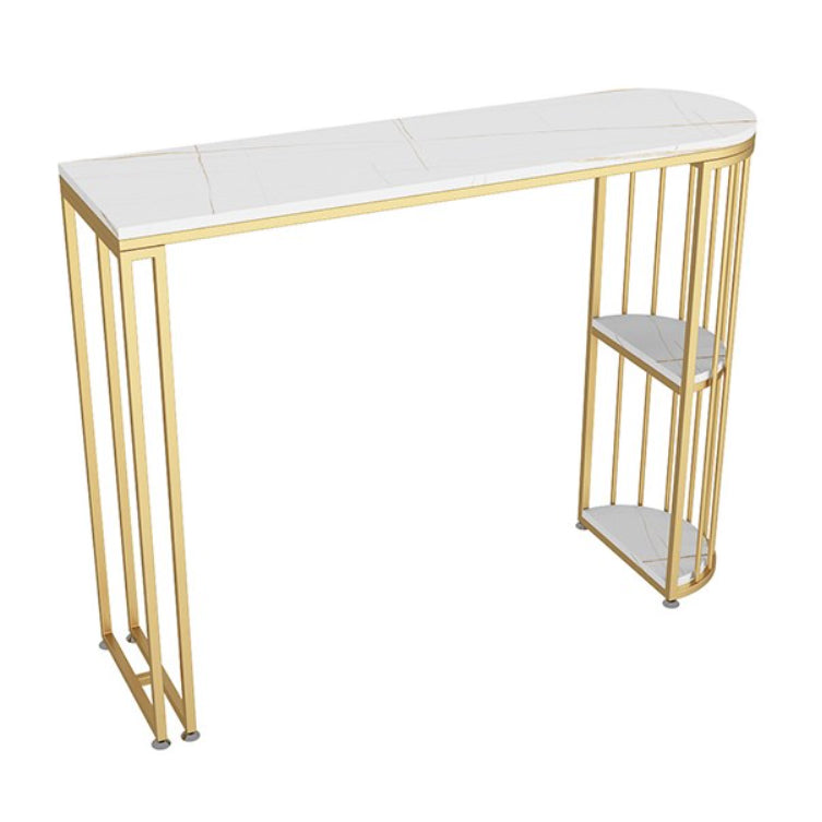 Specialty Stone Top Bar Table with Storage Base White Glam Pub Table Without Chairs Clearhalo 'Bar Furniture' 'Bar Tables' 'bar_tables' 'furn' 'furn_bar_tables' 'Furniture' 'Kitchen & Dining Furniture' 5616821