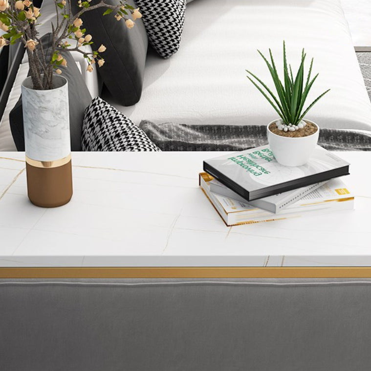 Specialty Stone Top Bar Table with Storage Base White Glam Pub Table Clearhalo 'Bar Furniture' 'Bar Tables' 'bar_tables' 'furn' 'furn_bar_tables' 'Furniture' 'Kitchen & Dining Furniture' 5616823