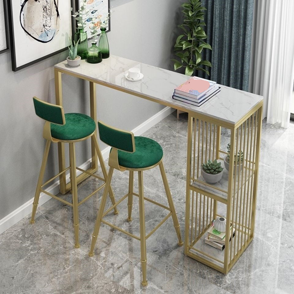 Bancone della barra del rettangolo glam nordico contropiede con gambe metalliche