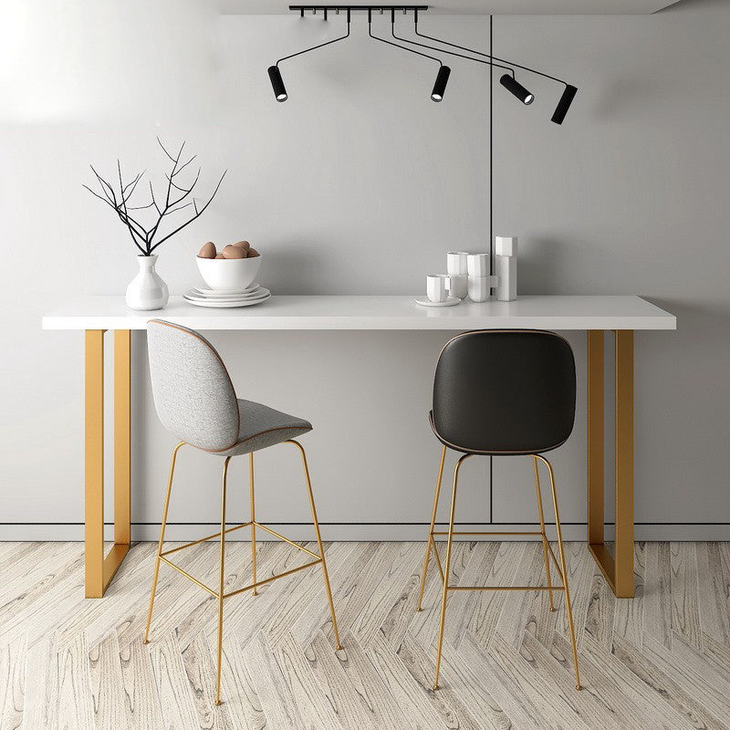 Pine Wood Bar Esstisch Glam Rechteck Tisch mit doppelter Sockel für Balkon