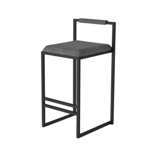Metal Low Back Counter Stool Modern Aemless Upholstered Bar Chair Gray 1 Piece