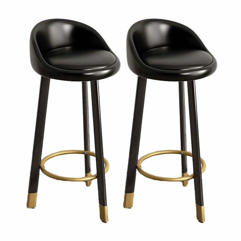 Modern Home Low Back Barstool Matte Finish Upholstered Stools Black Black 2 Piece Set Clearhalo 'Bar Furniture' 'Bar Stools' 'bar_stools' 'furn' 'furn_bar_stools' 'Furniture' 'Kitchen & Dining Furniture' 5617489