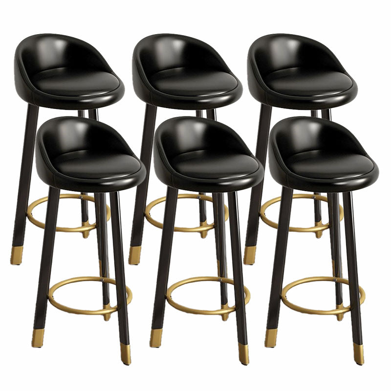 Modern Home Low Back Barstool Matte Finish Upholstered Stools Black Black 6 Piece Set Clearhalo 'Bar Furniture' 'Bar Stools' 'bar_stools' 'furn' 'furn_bar_stools' 'Furniture' 'Kitchen & Dining Furniture' 5617493