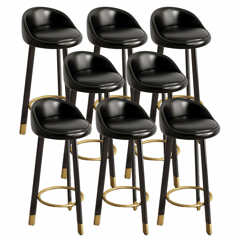 Modern Home Low Back Barstool Matte Finish Upholstered Stools Black Black 8 Piece Set Clearhalo 'Bar Furniture' 'Bar Stools' 'bar_stools' 'furn' 'furn_bar_stools' 'Furniture' 'Kitchen & Dining Furniture' 5617495