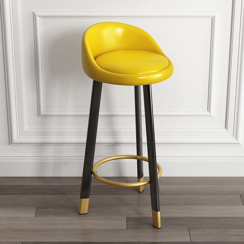 Modern Home Low Back Barstool Matte Finish Upholstered Stools Yellow Black 1 Piece Clearhalo 'Bar Furniture' 'Bar Stools' 'bar_stools' 'furn' 'furn_bar_stools' 'Furniture' 'Kitchen & Dining Furniture' 5617507