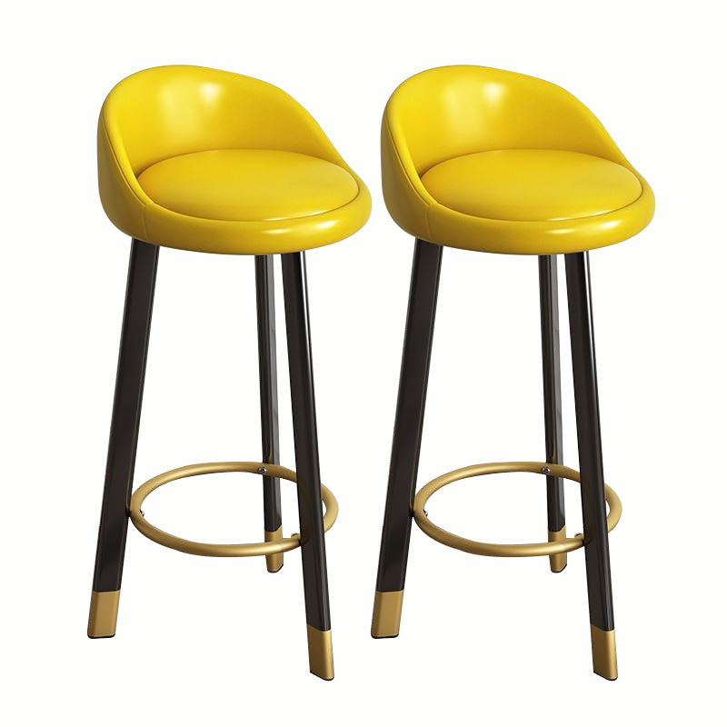 Modern Home Low Back Barstool Matte Finish Upholstered Stools Yellow Black 2 Piece Set Clearhalo 'Bar Furniture' 'Bar Stools' 'bar_stools' 'furn' 'furn_bar_stools' 'Furniture' 'Kitchen & Dining Furniture' 5617508