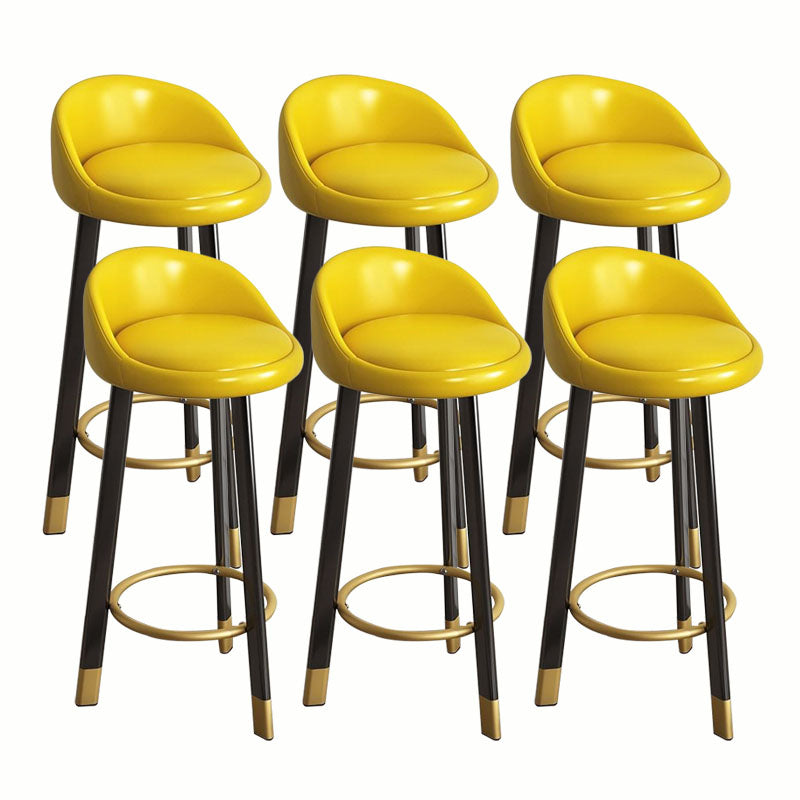 Modern Home Low Back Barstool Matte Finish Upholstered Stools Yellow Black 6 Piece Set Clearhalo 'Bar Furniture' 'Bar Stools' 'bar_stools' 'furn' 'furn_bar_stools' 'Furniture' 'Kitchen & Dining Furniture' 5617510