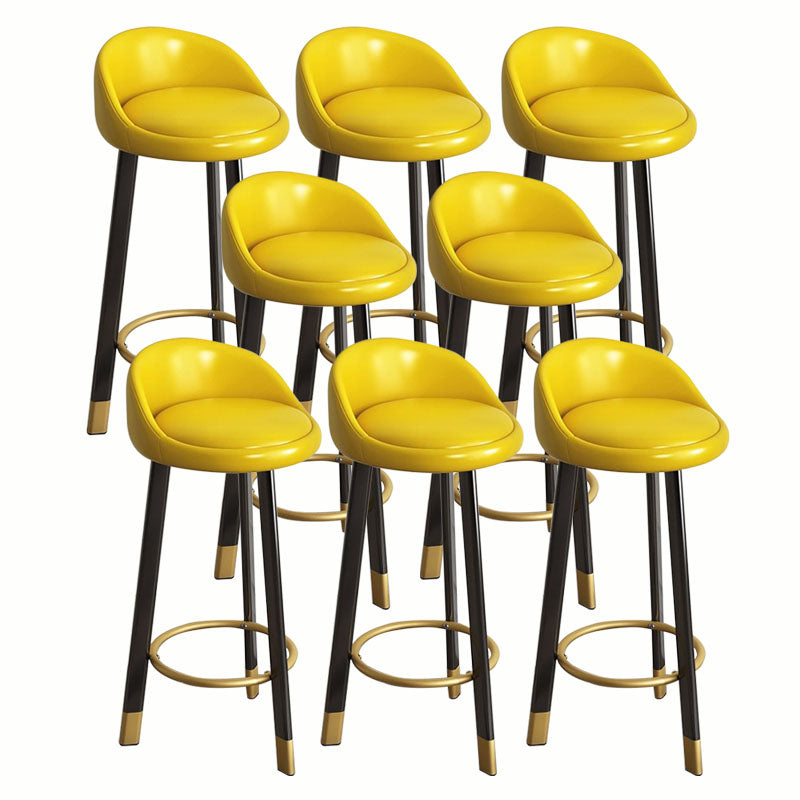 Modern Home Low Back Barstool Matte Finish Upholstered Stools Yellow Black 8 Piece Set Clearhalo 'Bar Furniture' 'Bar Stools' 'bar_stools' 'furn' 'furn_bar_stools' 'Furniture' 'Kitchen & Dining Furniture' 5617511
