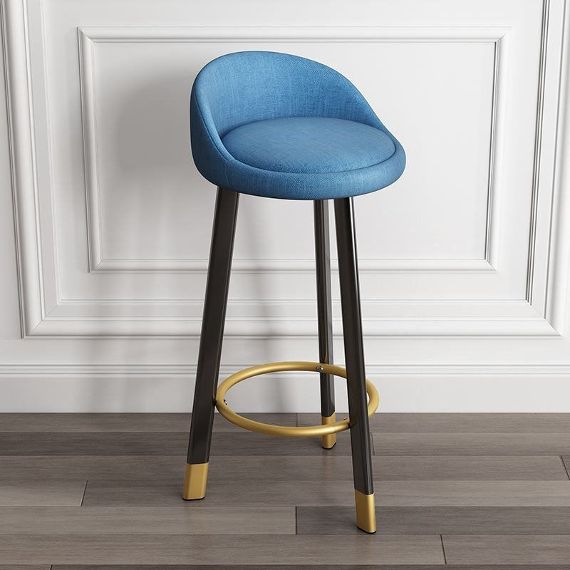 Modern Home Low Back Barstool Matte Finish Upholstered Stools Blue Black 1 Piece Clearhalo 'Bar Furniture' 'Bar Stools' 'bar_stools' 'furn' 'furn_bar_stools' 'Furniture' 'Kitchen & Dining Furniture' 5617517