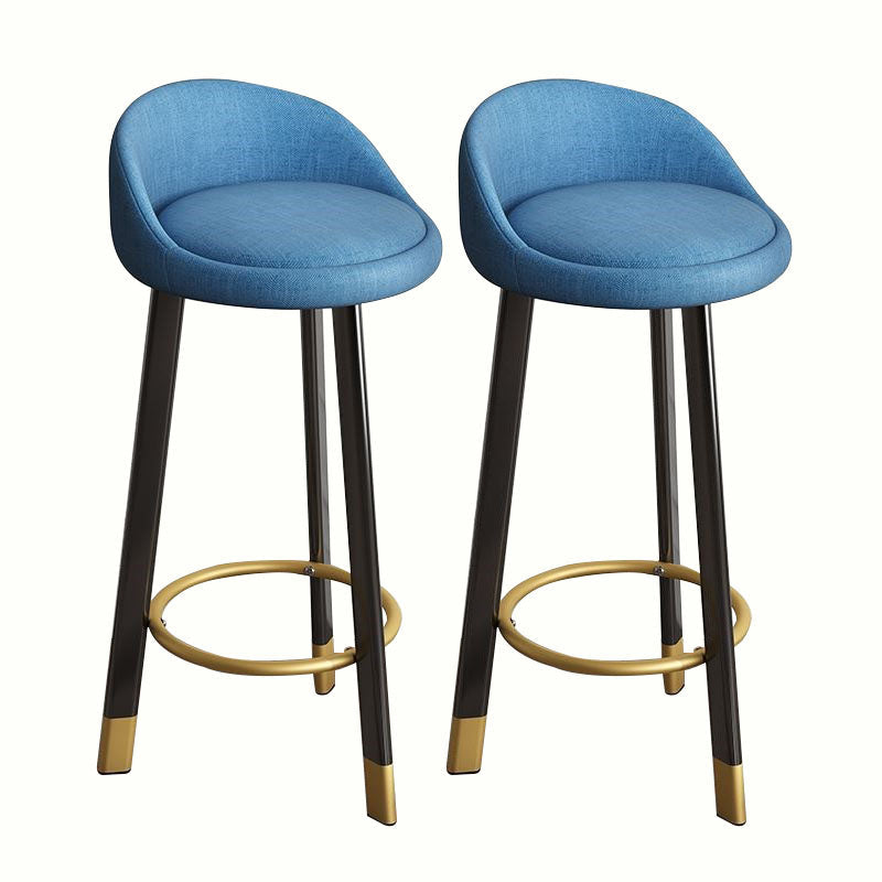 Modern Home Low Back Barstool Matte Finish Upholstered Stools Blue Black 2 Piece Set Clearhalo 'Bar Furniture' 'Bar Stools' 'bar_stools' 'furn' 'furn_bar_stools' 'Furniture' 'Kitchen & Dining Furniture' 5617518