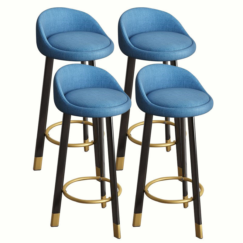 Modern Home Low Back Barstool Matte Finish Upholstered Stools Blue Black 4 Piece Set Clearhalo 'Bar Furniture' 'Bar Stools' 'bar_stools' 'furn' 'furn_bar_stools' 'Furniture' 'Kitchen & Dining Furniture' 5617519