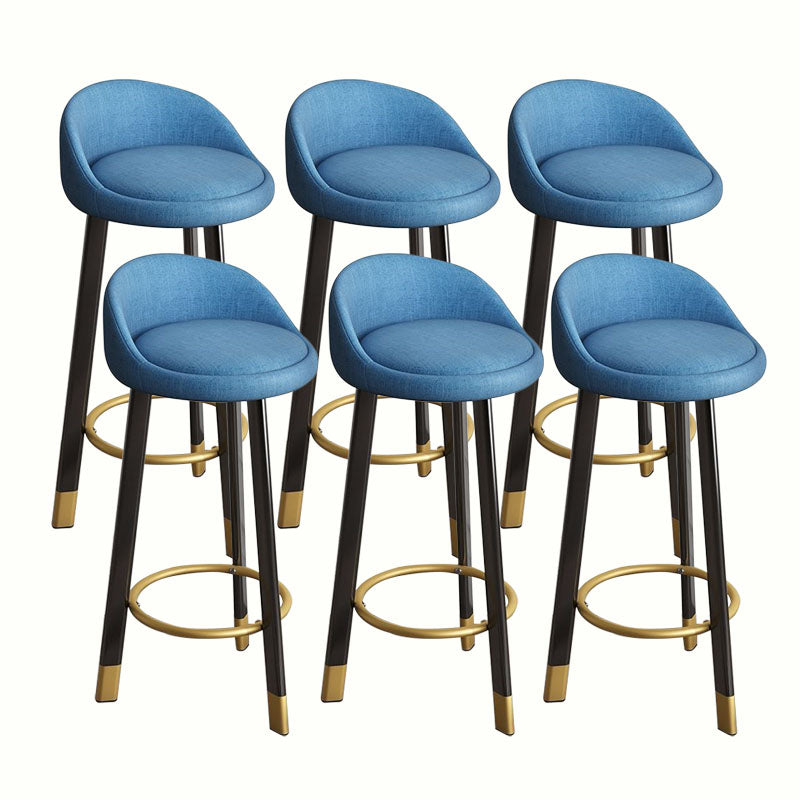 Modern Home Low Back Barstool Matte Finish Upholstered Stools Blue Black 6 Piece Set Clearhalo 'Bar Furniture' 'Bar Stools' 'bar_stools' 'furn' 'furn_bar_stools' 'Furniture' 'Kitchen & Dining Furniture' 5617520