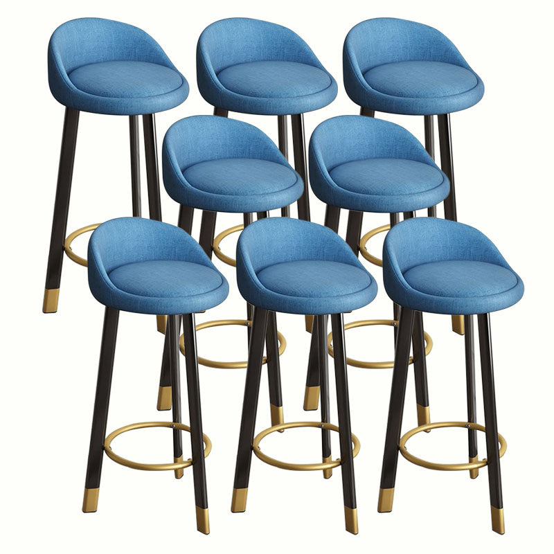 Modern Home Low Back Barstool Matte Finish Upholstered Stools Blue Black 8 Piece Set Clearhalo 'Bar Furniture' 'Bar Stools' 'bar_stools' 'furn' 'furn_bar_stools' 'Furniture' 'Kitchen & Dining Furniture' 5617521