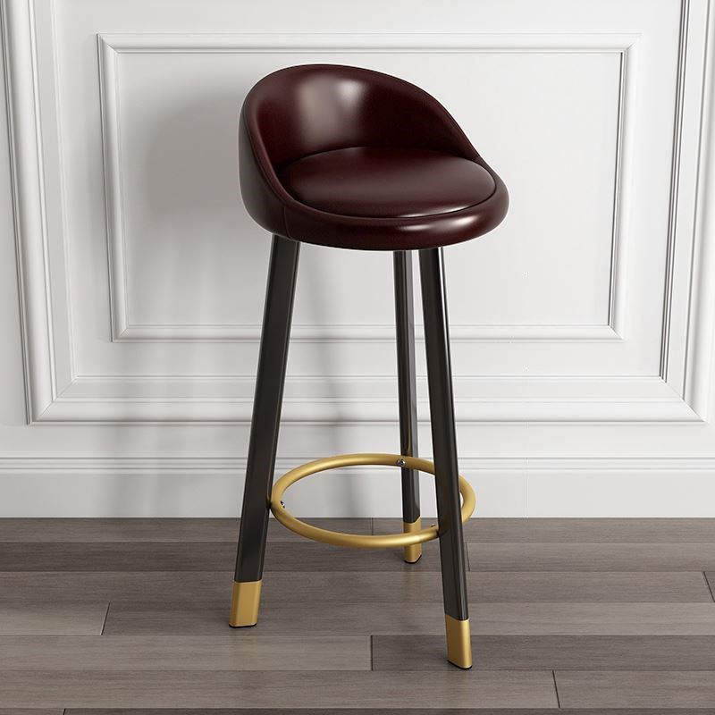 Modern Home Low Back Barstool Matte Finish Upholstered Stools Dark Brown Black 1 Piece Clearhalo 'Bar Furniture' 'Bar Stools' 'bar_stools' 'furn' 'furn_bar_stools' 'Furniture' 'Kitchen & Dining Furniture' 5617527