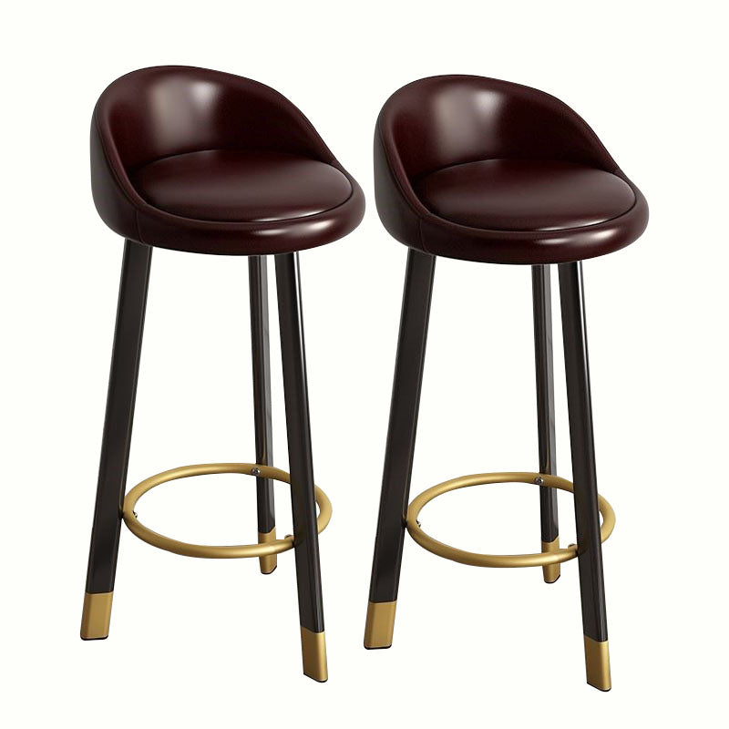 Modern Home Low Back Barstool Matte Finish Upholstered Stools Dark Brown Black 2 Piece Set Clearhalo 'Bar Furniture' 'Bar Stools' 'bar_stools' 'furn' 'furn_bar_stools' 'Furniture' 'Kitchen & Dining Furniture' 5617528