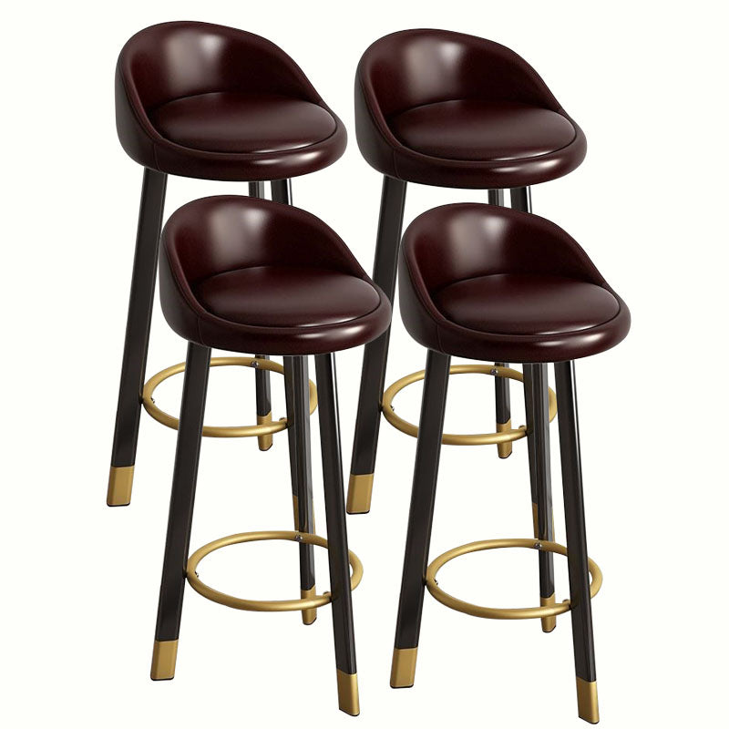 Modern Home Low Back Barstool Matte Finish Upholstered Stools Dark Brown Black 4 Piece Set Clearhalo 'Bar Furniture' 'Bar Stools' 'bar_stools' 'furn' 'furn_bar_stools' 'Furniture' 'Kitchen & Dining Furniture' 5617529