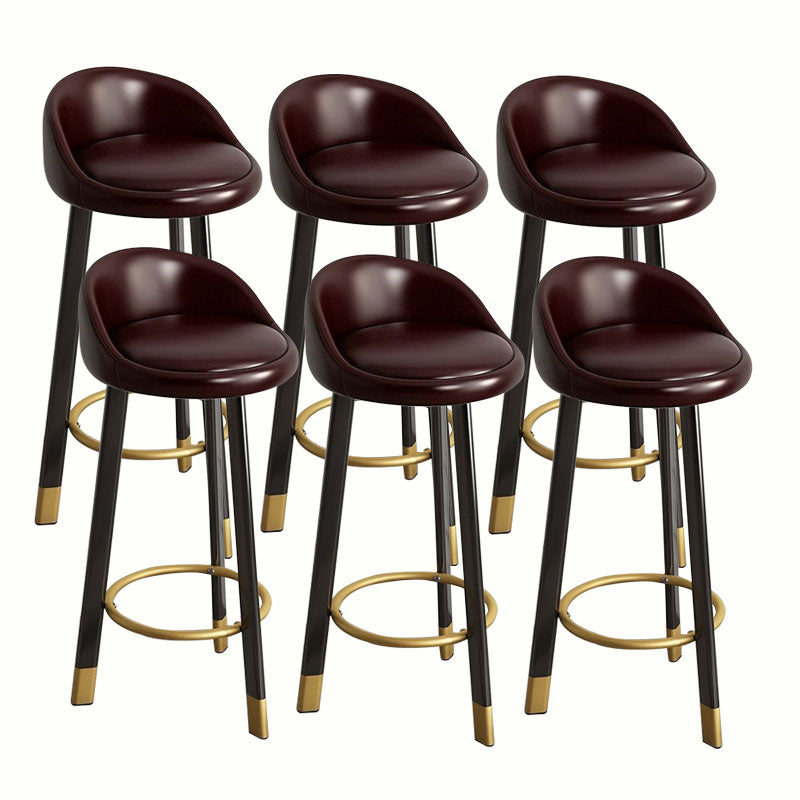Modern Home Low Back Barstool Matte Finish Upholstered Stools Dark Brown Black 6 Piece Set Clearhalo 'Bar Furniture' 'Bar Stools' 'bar_stools' 'furn' 'furn_bar_stools' 'Furniture' 'Kitchen & Dining Furniture' 5617530