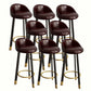 Modern Home Low Back Barstool Matte Finish Upholstered Stools Dark Brown Black 8 Piece Set Clearhalo 'Bar Furniture' 'Bar Stools' 'bar_stools' 'furn' 'furn_bar_stools' 'Furniture' 'Kitchen & Dining Furniture' 5617531