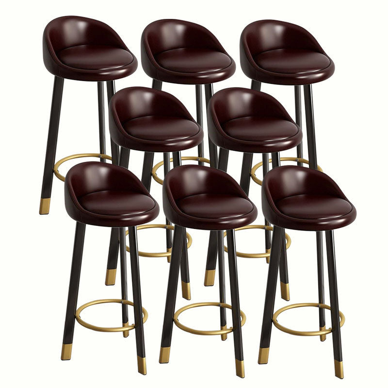 Modern Home Low Back Barstool Matte Finish Upholstered Stools Dark Brown Black 8 Piece Set Clearhalo 'Bar Furniture' 'Bar Stools' 'bar_stools' 'furn' 'furn_bar_stools' 'Furniture' 'Kitchen & Dining Furniture' 5617531