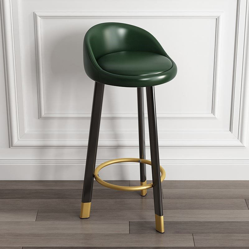 Modern Home Low Back Barstool Matte Finish Upholstered Stools Blackish Green Black 1 Piece Clearhalo 'Bar Furniture' 'Bar Stools' 'bar_stools' 'furn' 'furn_bar_stools' 'Furniture' 'Kitchen & Dining Furniture' 5617532