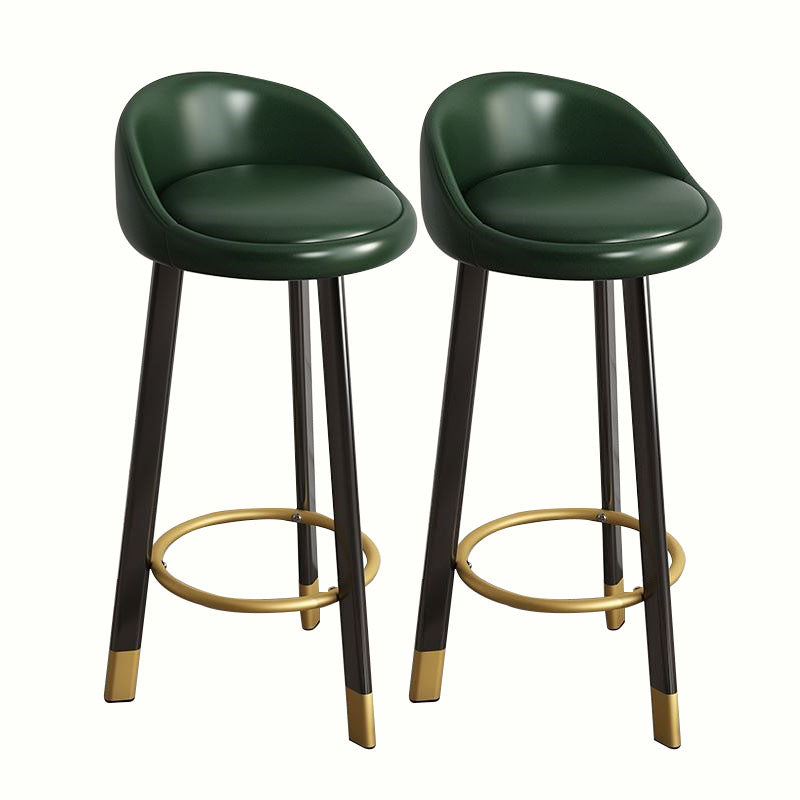 Modern Home Low Back Barstool Matte Finish Upholstered Stools Blackish Green Black 2 Piece Set Clearhalo 'Bar Furniture' 'Bar Stools' 'bar_stools' 'furn' 'furn_bar_stools' 'Furniture' 'Kitchen & Dining Furniture' 5617533