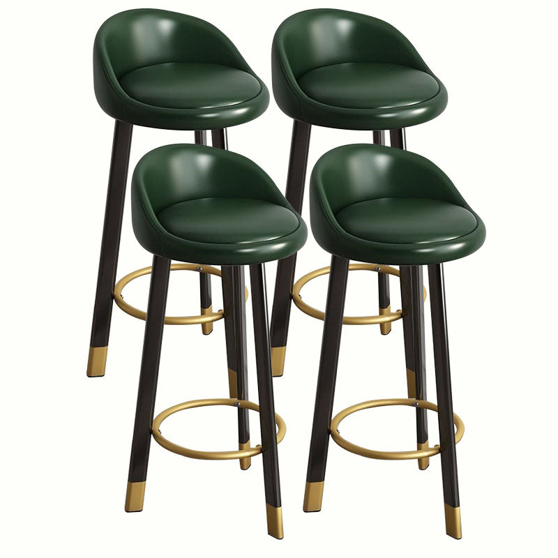 Modern Home Low Back Barstool Matte Finish Upholstered Stools Blackish Green Black 4 Piece Set Clearhalo 'Bar Furniture' 'Bar Stools' 'bar_stools' 'furn' 'furn_bar_stools' 'Furniture' 'Kitchen & Dining Furniture' 5617534
