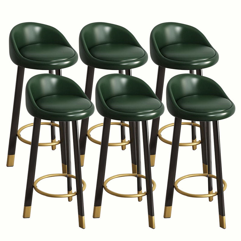 Modern Home Low Back Barstool Matte Finish Upholstered Stools Blackish Green Black 6 Piece Set Clearhalo 'Bar Furniture' 'Bar Stools' 'bar_stools' 'furn' 'furn_bar_stools' 'Furniture' 'Kitchen & Dining Furniture' 5617535