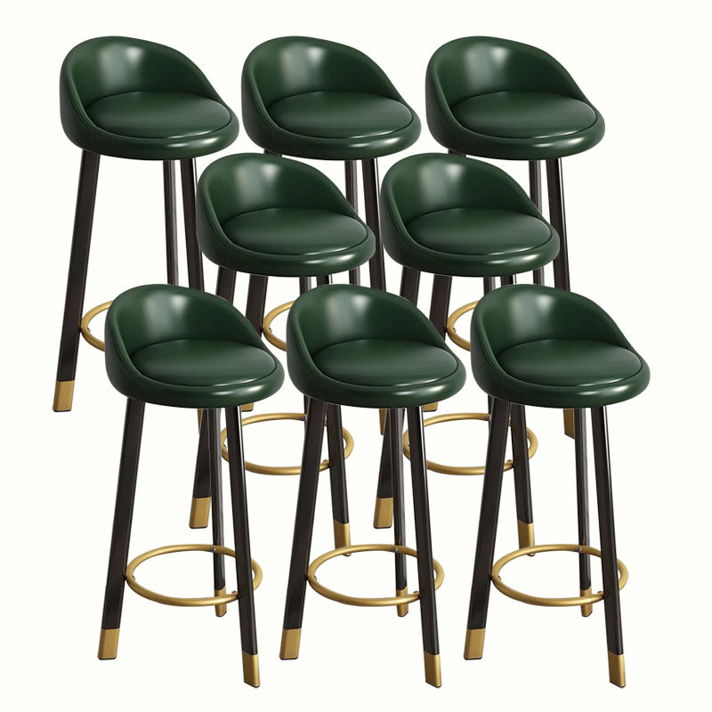 Modern Home Low Back Barstool Matte Finish Upholstered Stools Blackish Green Black 8 Piece Set Clearhalo 'Bar Furniture' 'Bar Stools' 'bar_stools' 'furn' 'furn_bar_stools' 'Furniture' 'Kitchen & Dining Furniture' 5617536