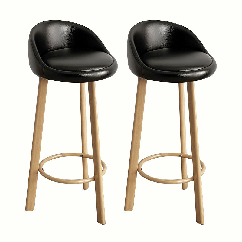Modern Home Low Back Barstool Matte Finish Upholstered Stools Black Natural 2 Piece Set Clearhalo 'Bar Furniture' 'Bar Stools' 'bar_stools' 'furn' 'furn_bar_stools' 'Furniture' 'Kitchen & Dining Furniture' 5617538