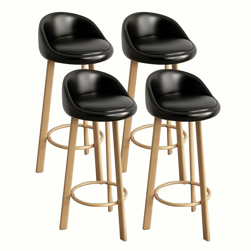 Modern Home Low Back Barstool Matte Finish Upholstered Stools Black Natural 4 Piece Set Clearhalo 'Bar Furniture' 'Bar Stools' 'bar_stools' 'furn' 'furn_bar_stools' 'Furniture' 'Kitchen & Dining Furniture' 5617539