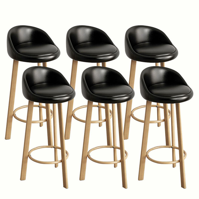 Modern Home Low Back Barstool Matte Finish Upholstered Stools Black Natural 6 Piece Set Clearhalo 'Bar Furniture' 'Bar Stools' 'bar_stools' 'furn' 'furn_bar_stools' 'Furniture' 'Kitchen & Dining Furniture' 5617540