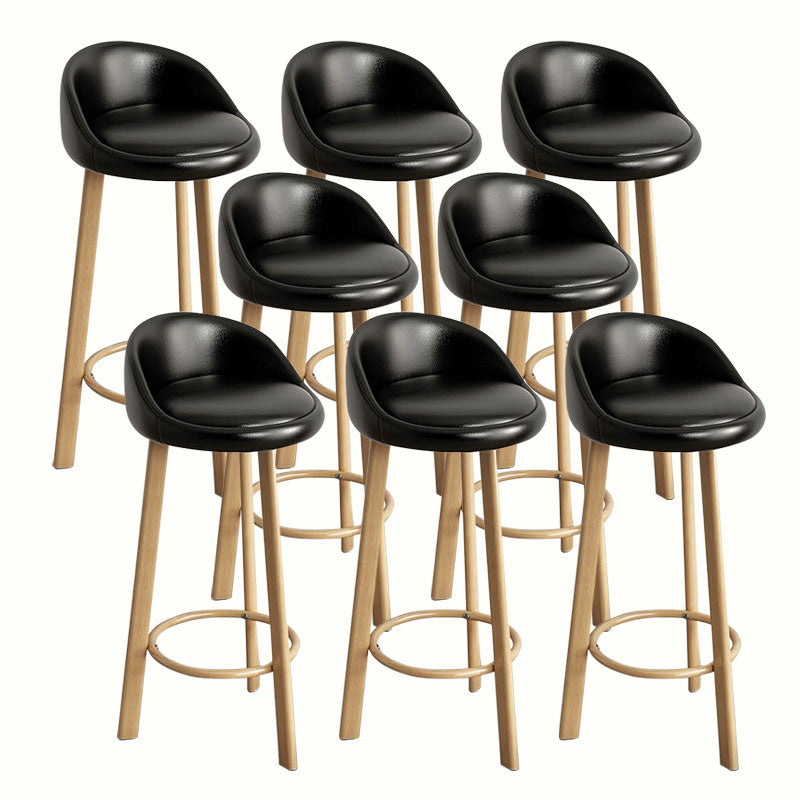 Modern Home Low Back Barstool Matte Finish Upholstered Stools Black Natural 8 Piece Set Clearhalo 'Bar Furniture' 'Bar Stools' 'bar_stools' 'furn' 'furn_bar_stools' 'Furniture' 'Kitchen & Dining Furniture' 5617541